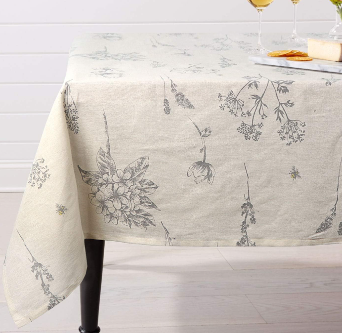 Beige Garden Floral Pure Cotton Tablecloth